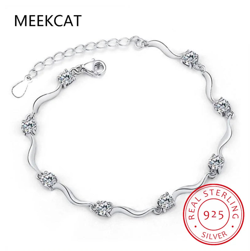 925 Silver Moissanite 4-Claw Tennis Bracelet Lab Diamond Twist