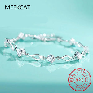 925 Silver Moissanite Tennis Bracelet Lab Diamond Rhombus Engagement Gift