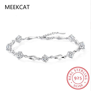 925 Silver Moissanite Tennis Bracelet Lab Diamond Rhombus Engagement Gift