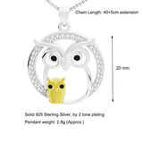925 Silver Necklace Sparkly CZ Owl Mother Daughter Pendant