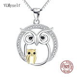 925 Silver Necklace Sparkly CZ Owl Mother Daughter Pendant