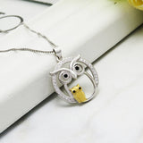 925 Silver Necklace Sparkly CZ Owl Mother Daughter Pendant