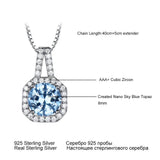 925 Silver Zircon Emerald Pendant Choker Necklace Women's Fine Jewelry