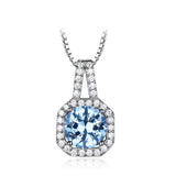 925 Silver Zircon Emerald Pendant Choker Necklace Women's Fine Jewelry