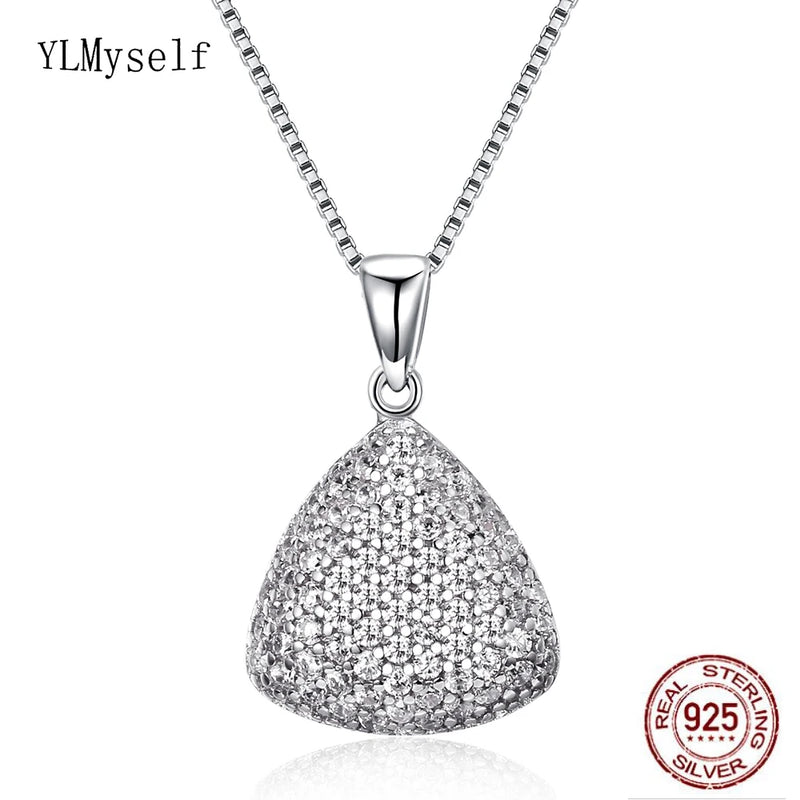 925 Silver Pendant Necklace Crystal Charm Suspension Pretty Pendants for Women
