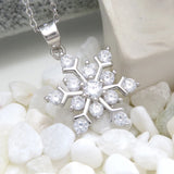 925 Silver Snowflake Pendant Necklace Sparkly CZ 40/45cm O Chain