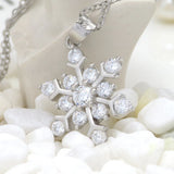 925 Silver Snowflake Pendant Necklace Sparkly CZ 40/45cm O Chain