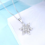 925 Silver Snowflake Pendant Necklace Sparkly CZ 40/45cm O Chain