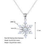 925 Silver Snowflake Pendant Necklace Sparkly CZ 40/45cm O Chain