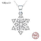 925 Silver Snowflake Pendant Necklace Sparkly CZ 40/45cm O Chain
