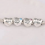 925 Silver & Pink CZ It's A Girl Heart Charm