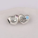 925 Silver & Pink CZ It's A Girl Heart Charm