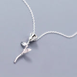 925 Silver Rose Flower Pendant Necklace - Wedding Party Jewelry