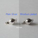 925 Sterling Silver Ball Box Clasp for Pearl Necklace, Rhodium Plated