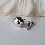 925 Sterling Silver Ball Box Clasp for Pearl Necklace, Rhodium Plated