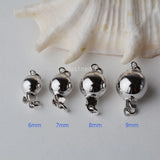 925 Sterling Silver Ball Box Clasp for Pearl Necklace, Rhodium Plated