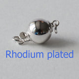 925 Sterling Silver Ball Box Clasp for Pearl Necklace, Rhodium Plated