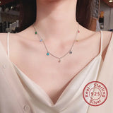 925 Silver Smile Face Dangle Charm Necklace Colorful Enamel Chain Jewelry
