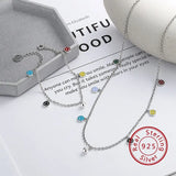 925 Silver Smile Face Dangle Charm Necklace Colorful Enamel Chain Jewelry
