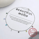 925 Silver Smile Face Dangle Charm Necklace Colorful Enamel Chain Jewelry