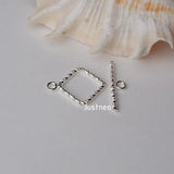 925 Silver Square Toggle Clasp Twisted 1pc
