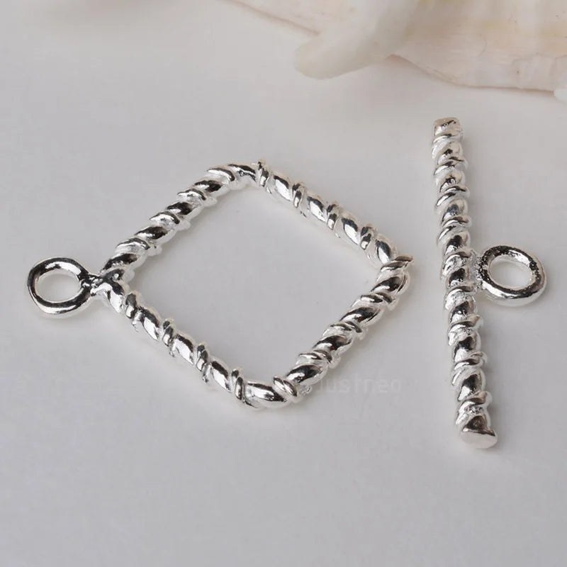 925 Silver Square Toggle Clasp Twisted 1pc