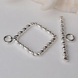 925 Silver Square Toggle Clasp Twisted 1pc