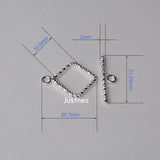 925 Silver Square Toggle Clasp Twisted 1pc
