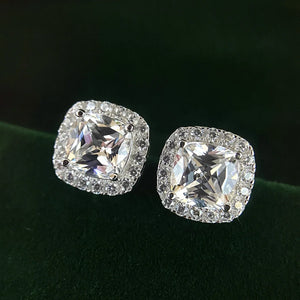 925 Silver Stud Earrings 7*7mm Moissanite Wedding Earrings for Women