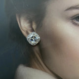 925 Silver Stud Earrings 7*7mm Moissanite Wedding Earrings for Women
