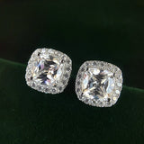 925 Silver Stud Earrings 7*7mm Moissanite Wedding Earrings for Women