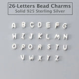 925 Sterling Silver Tiny A~Z Initial Letter Beads Charm Sliding