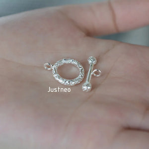 925 Sterling Silver Toggle Clasp Fancy Textured 1pc