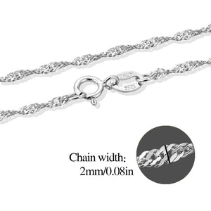 925 Sterling Silver Twisted Singapore Chain Necklace 16/18 Inches