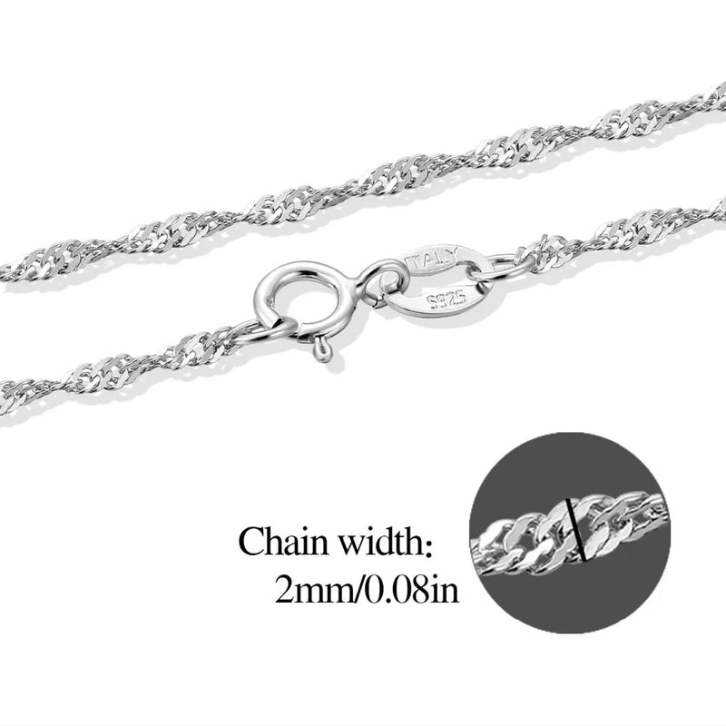 925 Sterling Silver Twisted Singapore Chain Necklace 16/18 Inches