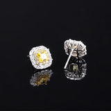 925 Silver Zircon Diamond Stud Earring Yellow Square Shape Jewelry