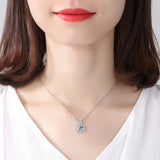 Solid 925 Silver Necklace Women Big CZ Crystal Stone Choker Necklaces Pendants