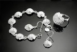 Solid 925 Silver Flower Charm Bracelet for Women