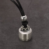 Solid 990 Sterling Silver Blessing Seal Pendant Necklace Retro Matte Jewelry