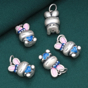 24K Yellow Gold Bunny Girl Necklace Pendant