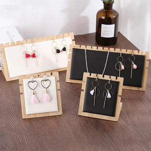 Bamboo Wood Jewelry Display Stand Necklace Showcase Holder Earrings Storage