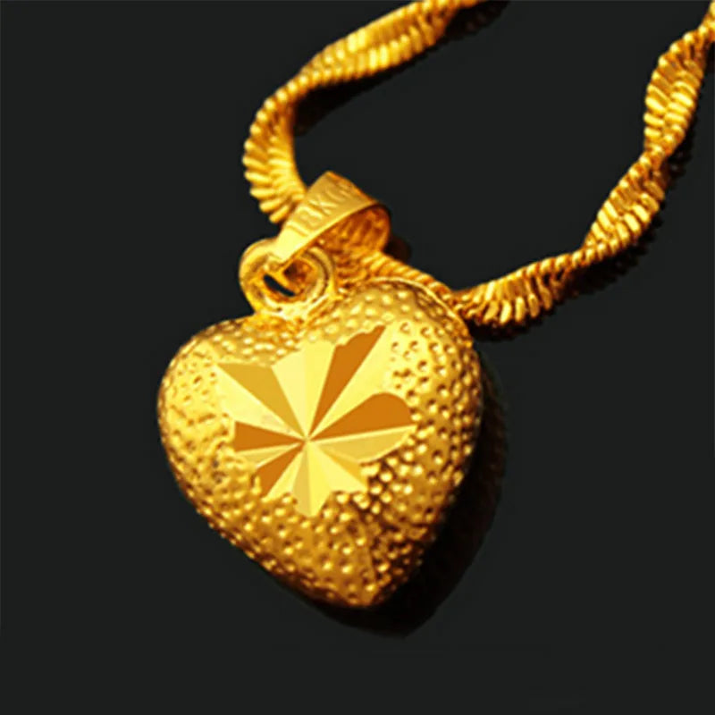 Big Peach Heart Pendant Flower Love Necklace Birthday Gift