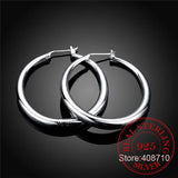 925 Sterling Silver Smooth Circle Hoop Earrings for Women