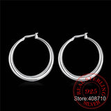 925 Sterling Silver Smooth Circle Hoop Earrings for Women