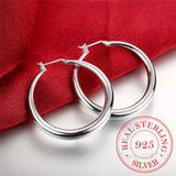 925 Sterling Silver Smooth Circle Hoop Earrings for Women