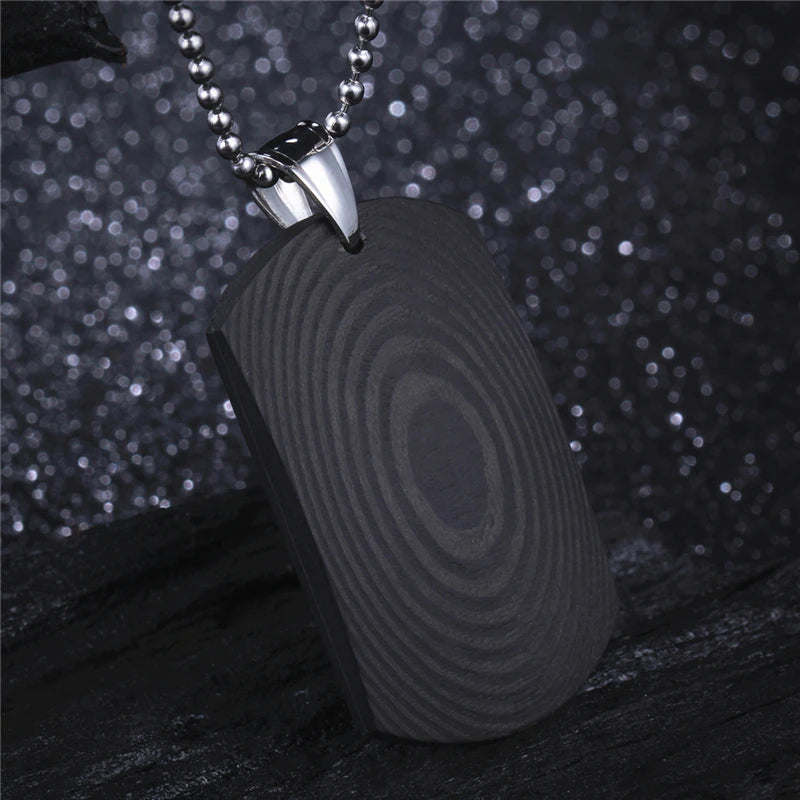 Men's Carbon Fiber Pendant with Fingerprint Pattern