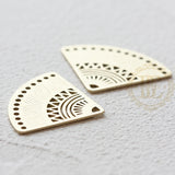 Solid Brass Fan Charm 32x25mm