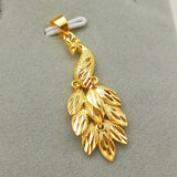 24kt Plated Brass Peacock Pendant Sand Necklace Wedding Colgante