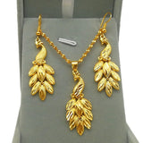 24kt Plated Brass Peacock Pendant Sand Necklace Wedding Colgante