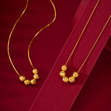 Golden Bean Pendant Necklace for Women
